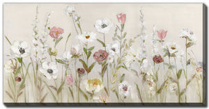 Spring Meadow Blooms Wall Art - Neutral/Pink - 30 X 60