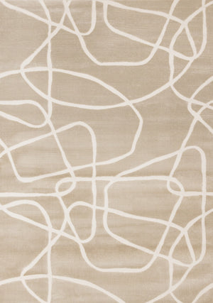 Logan Contemporary Swirls Area Rug - 5' X 8' - Beige/Cream