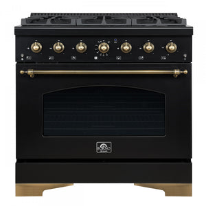 Forno Antico 36" Black Dual Fuel Range (4.5 Cu. Ft.) - FFSGS6113-36BLK