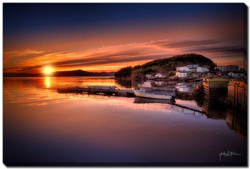 Sunset at the Wharf Wall Art - Orange - 30 X 45