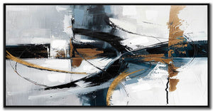 Momentum Wall Art - Black/White/Gold - 28 X 56