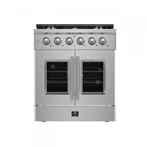 Forno Galiano 30" Stainless Steel French Door Freestanding Gas Range (4.32 Cu. Ft.) - FFSGS6444-30