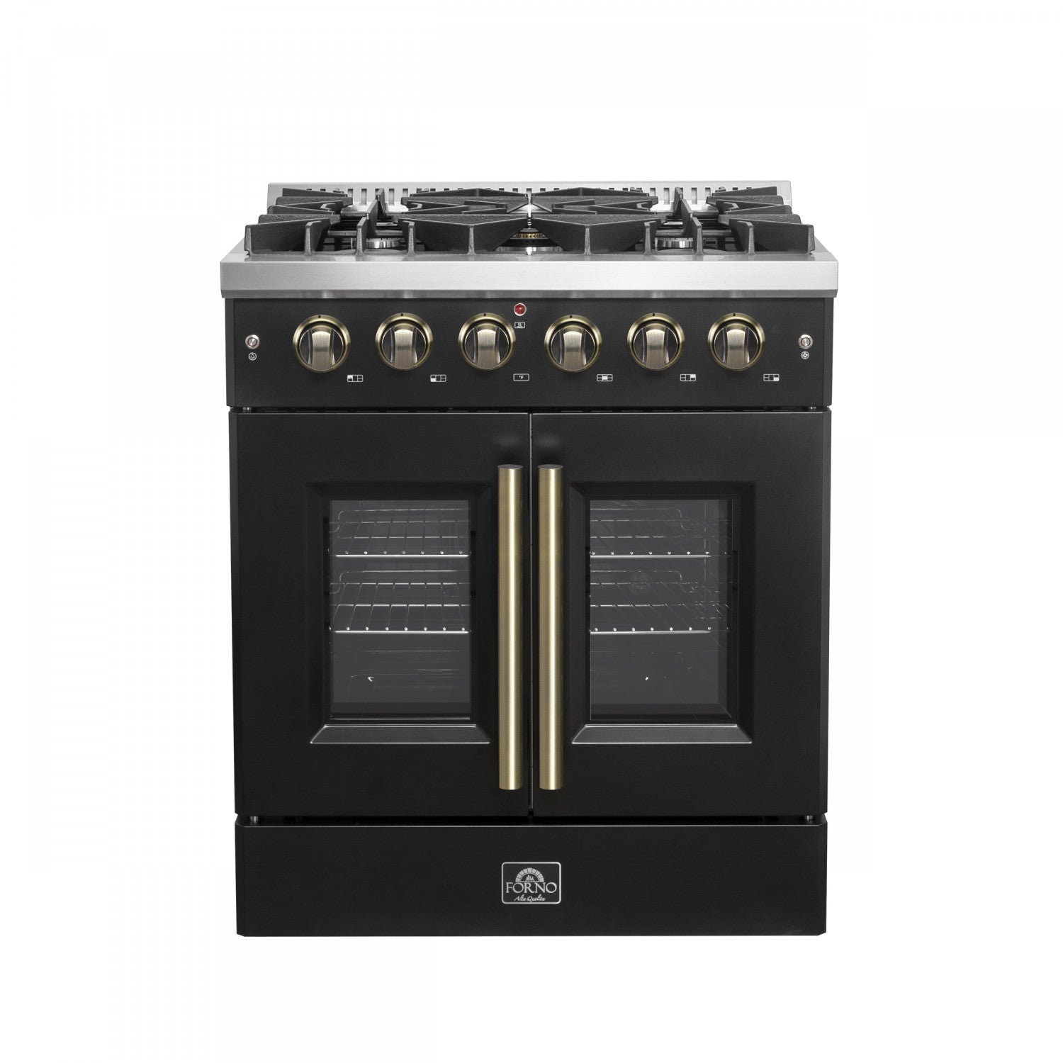 Forno Galiano 30" Black French Door Freestanding Gas Range (4.32 Cu. Ft.) - FFSGS6444-30BLK