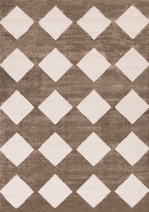 Logan Modern Diamonds Area Rug - 5' X 8' - Brown/Cream