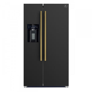 Forno Salerno 36" 20 Cu.Ft. Black Side-by-side Refrigerator with Ice & Water Dispenser - FFRBI1844-36BLK