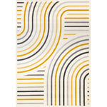 Functional Modern Curves Area Rug - 5' X 8' - Cream/Yellow