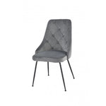 Peacock Velvet Dining Chair - Grey/Black - Set of Two