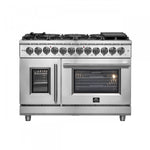 Forno Massimo 48" Stainless Steel Freestanding Dual Fuel Double Oven Range with Air Fry (6.58 Cu. Ft.) - FFSGS6325-48