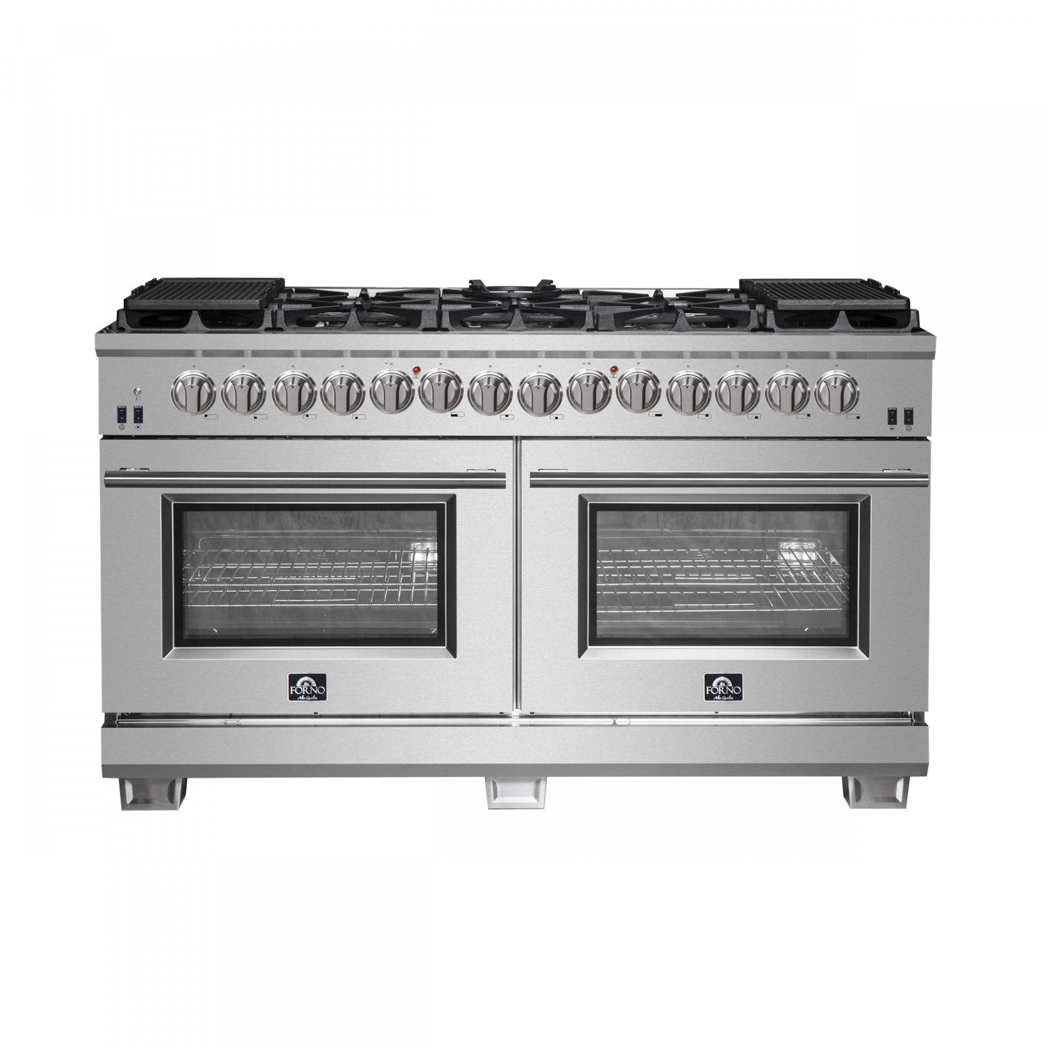 Forno Capriasca 60" Stainless Steel Dual Fuel Double Oven Range with True Convection And Air Fry (8.54 Cu. Ft.) - FFSGS6187-60