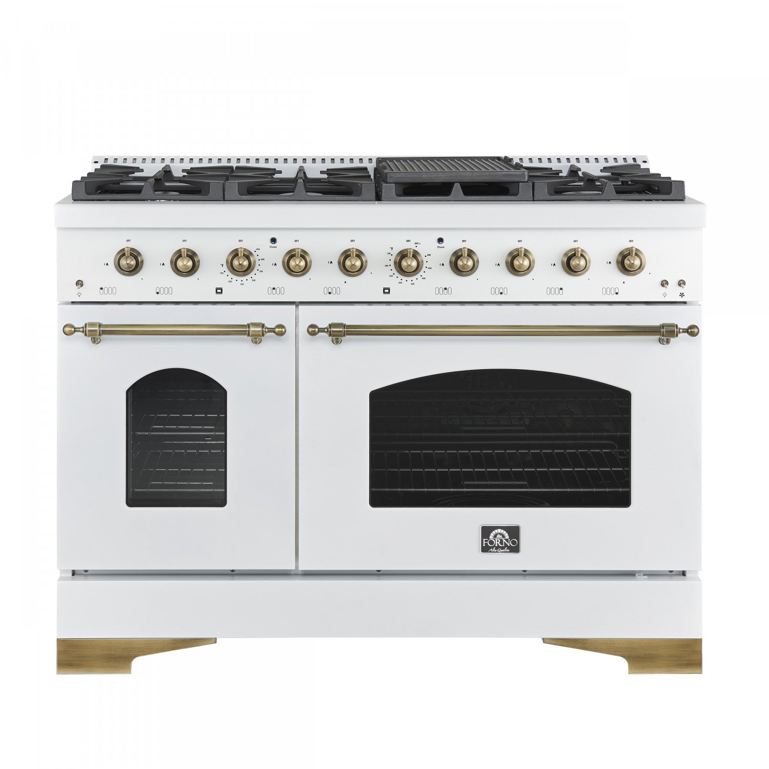 Forno Antico 48" White Freestanding Double Oven Gas Range (5.5 Cu. Ft.) - FFSGS6219-48WHT