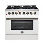 Forno Galiano 36" White Dual Fuel Range with True Convection (5.36 Cu. Ft.) - FFSGS6156-36WHT