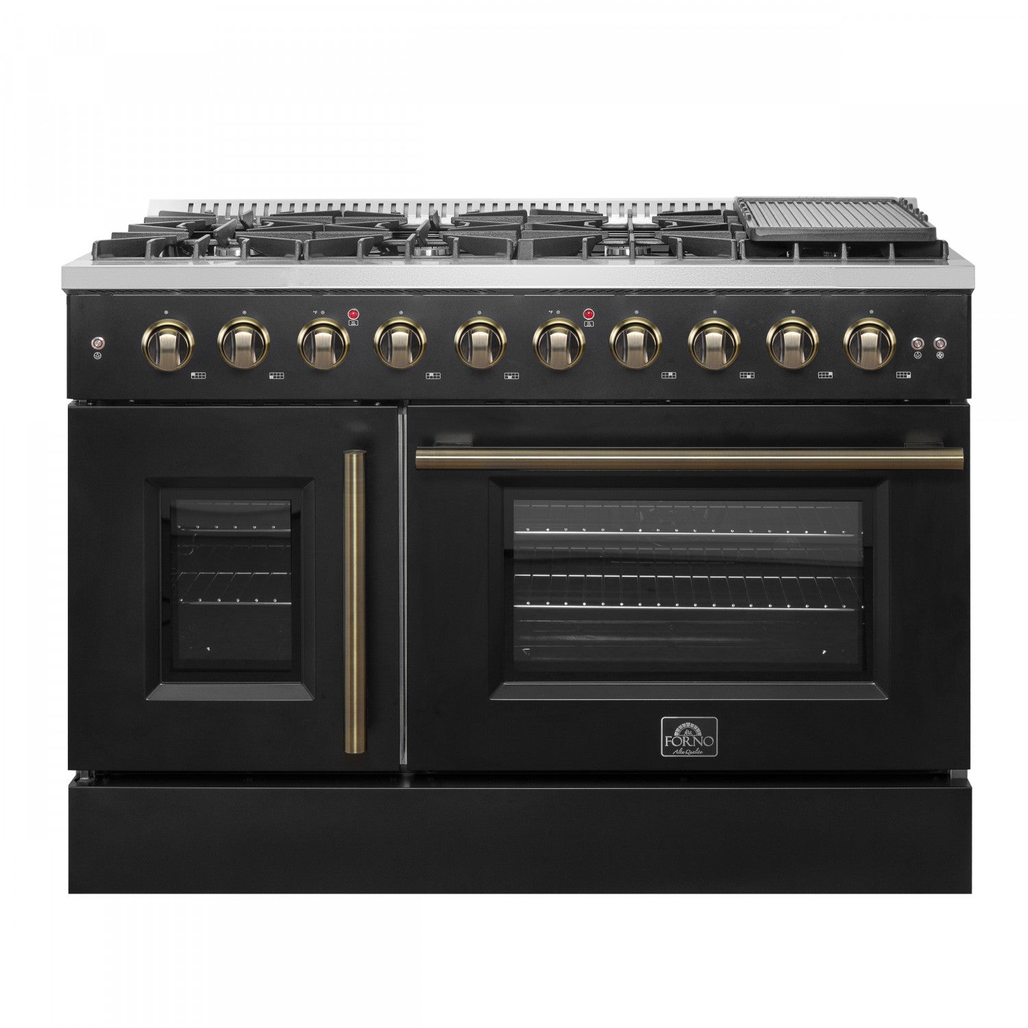 Forno Galiano 48" Black Freestanding Double Oven Gas Range (6.58 Cu. Ft.) - FFSGS6444-48BLK