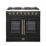 Forno Galiano 36" Black French Door Dual Fuel Range with True Convection (5.36 Cu. Ft.) - FFSGS6356-36BLK