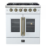 Forno Galiano 30" White French Door Freestanding Gas Range (4.32 Cu. Ft.) - FFSGS6444-30WHT