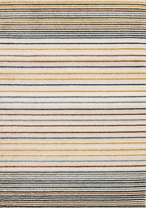 Nora Casual Contemporary Striped Area Rug - 5' X 8' - Cream/Blue/Yellow