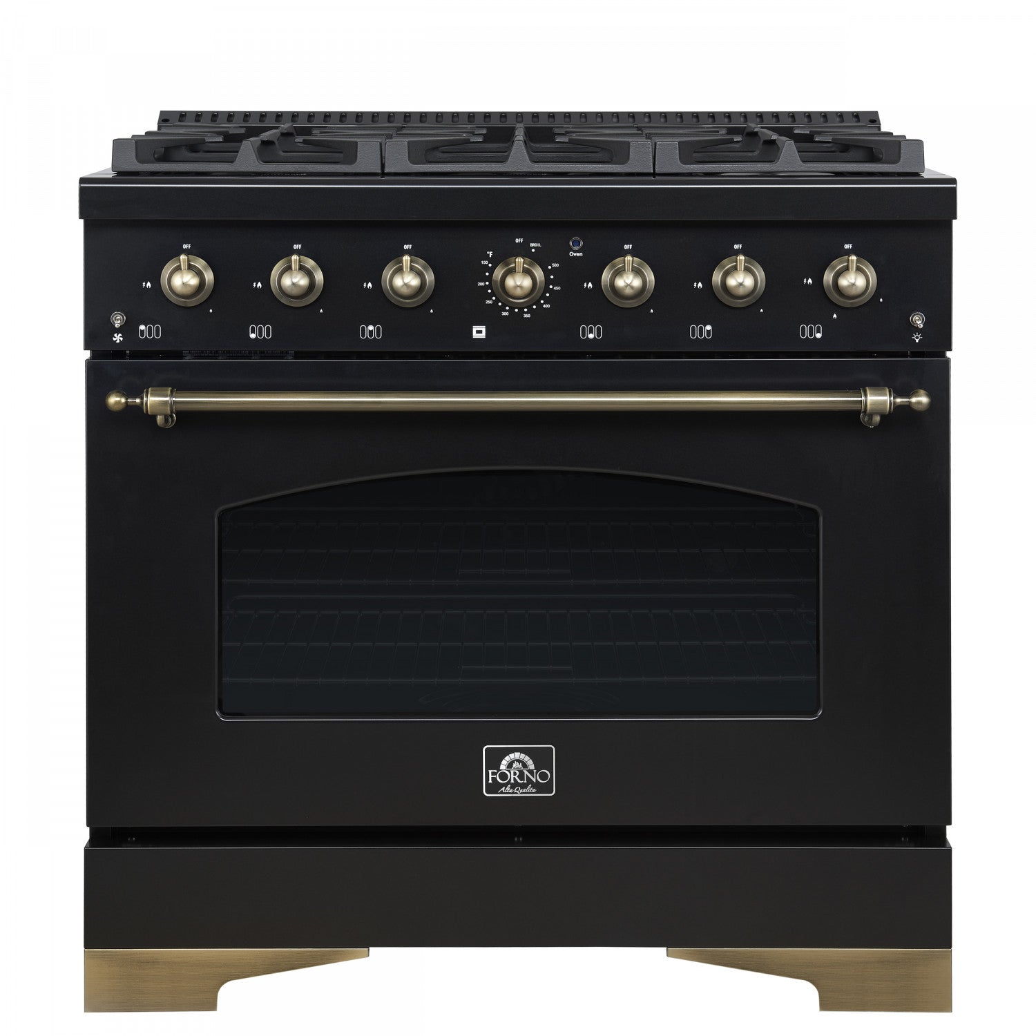 Forno Antico 36" Black Freestanding Gas Range (4.5 Cu. Ft.) - FFSGS6219-36BLK