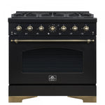 Forno Antico 36" Black Freestanding Gas Range (4.5 Cu. Ft.) - FFSGS6219-36BLK