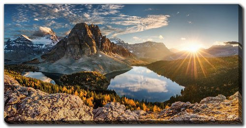 Sunrise Over the Peaks Wall Art - Blue/Brown - 30 X 60