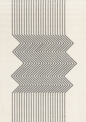 Functional Modern Soundwaves Area Rug - 8' X 11' - White/Black