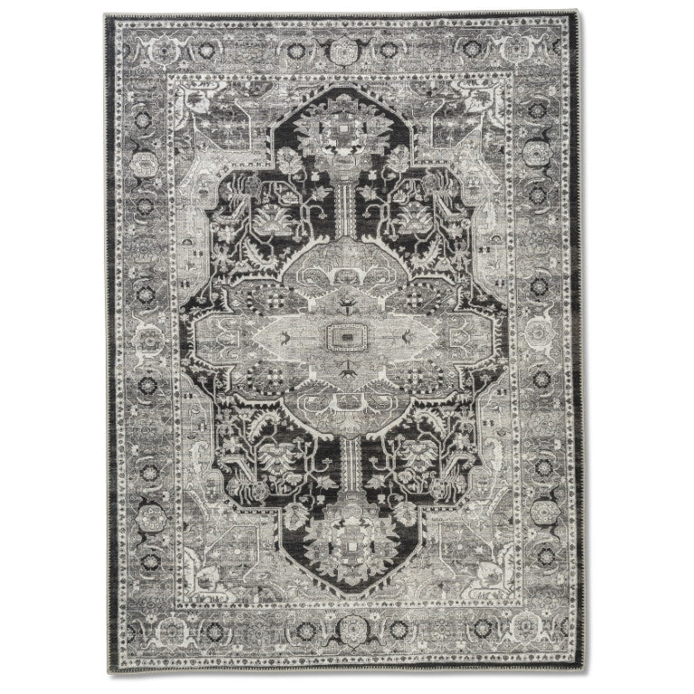 Aura Traditional Rug - 6' x 9' - Black /White