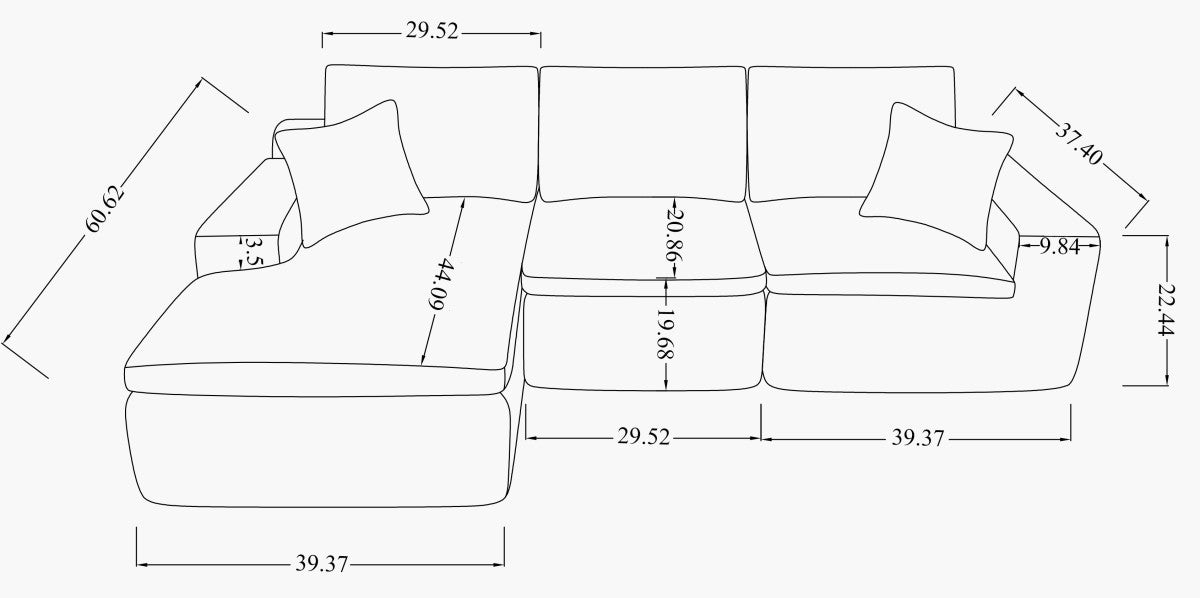 Soho All Foam Sectional - Brown