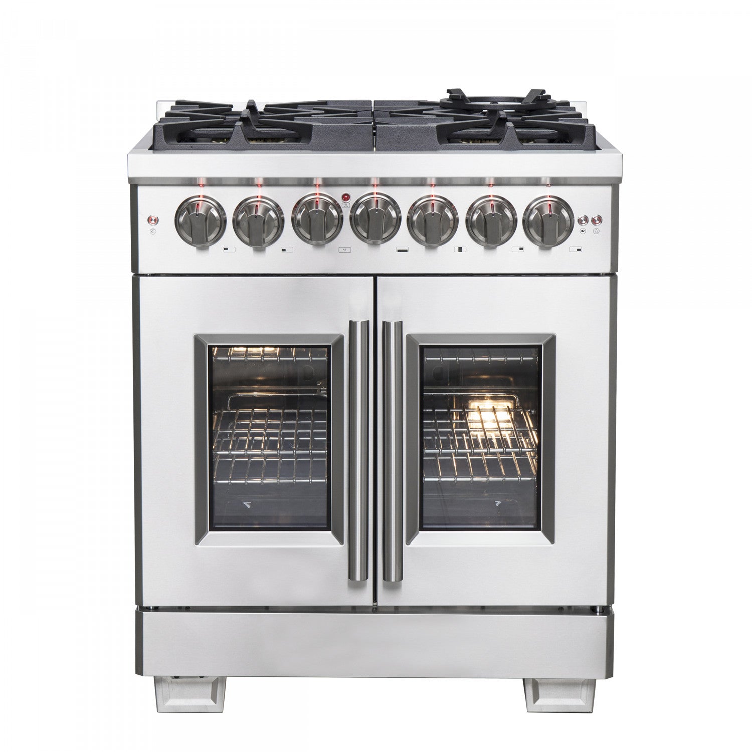 Forno Capriasca 30" Stainless Steel French Door Dual Fuel Range with True Convection (4.32 Cu. Ft.) - FFSGS6387-30