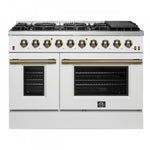 Forno Galiano 48" White Freestanding Double Oven Gas Range (6.58 Cu. Ft.) - FFSGS6244-48WHT