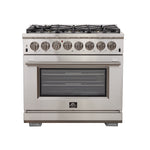 Forno Capriasca 36" Stainless Steel Dual Fuel Range with True Convection (5.36 Cu. Ft.) - FFSGS6187-36