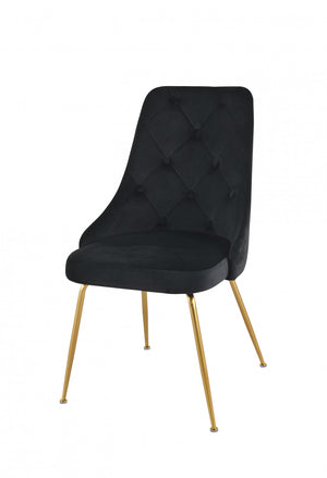 Peacock Velvet Dining Chair - Black/Gold - Set of Two