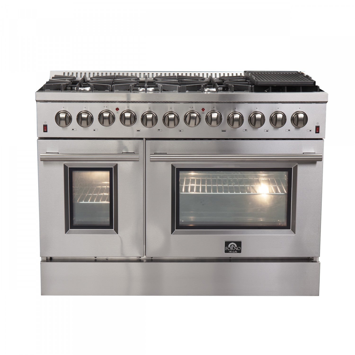 Forno Galiano 48" Stainless Steel Freestanding Dual Fuel Double Oven Range with True Convection (6.58 Cu. Ft.) - FFSGS6156-48