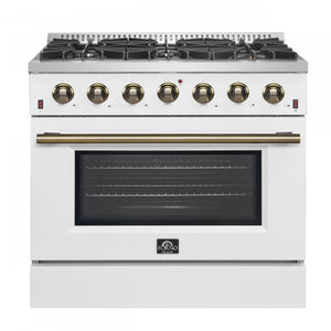 Forno Galiano 36" White French Door Freestanding Gas Range (5.36 Cu. Ft.) - FFSGS6244-36WHT