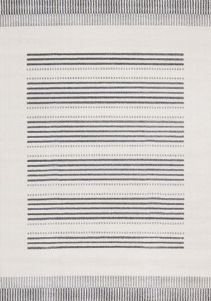 Claremont Sleek Modern Lines Area Rug - 8' X 11' - White/Grey