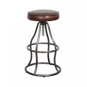 Maloe Leather Bar Stool - Vintage Brown