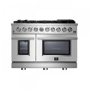 Forno Massimo 48" Stainless Steel Freestanding Double Oven Gas Range with Air Fry (6.58 Cu. Ft.) - FFSGS6239-48