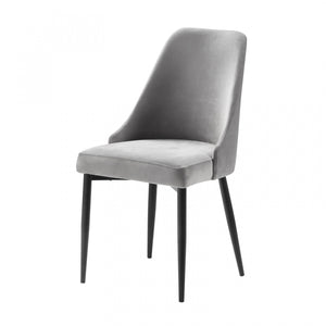 Eugenie Velvet Dining Chair - Grey - Set of Two