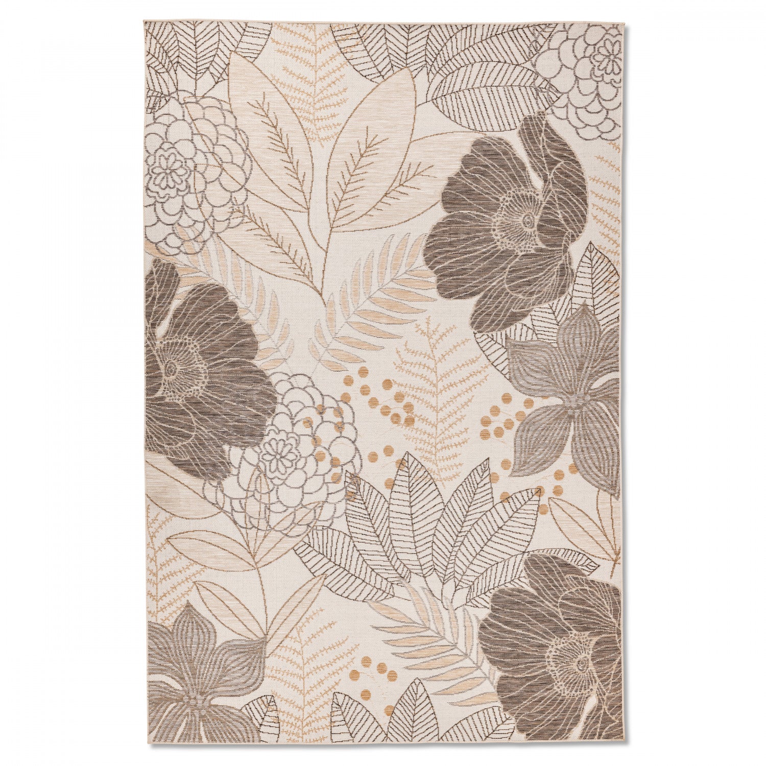Marbella Floral Outdoor Rug - 6' x 9' - Brown
