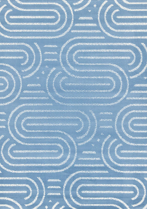 Functional Modern Links Area Rug - 5' X 8' - Blue/Cream