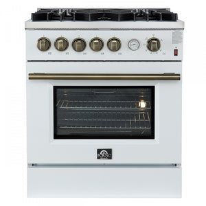 Forno Giovanni 30" White Freestanding Gas Range (4.32 Cu. Ft.) - FFSGS6274-30WHT