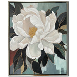 Petal Poise I Wall Art - White/Teal - 40 X 32