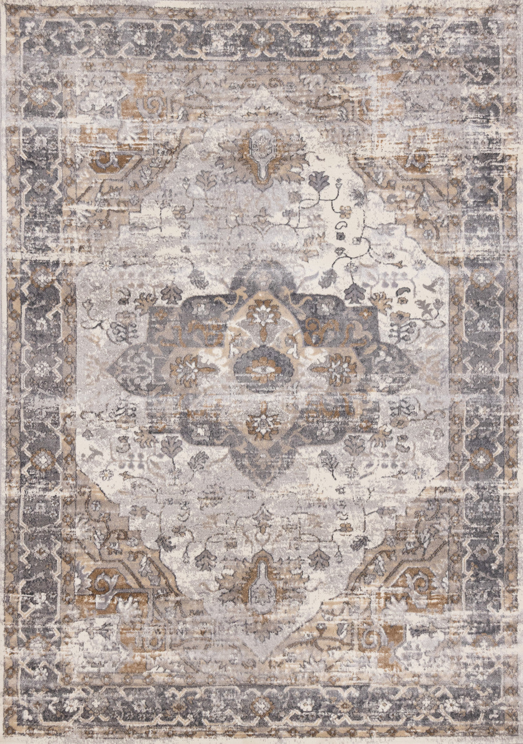 Elegant Traditional Area Rug - 7' X 10' - Grey/Brown
