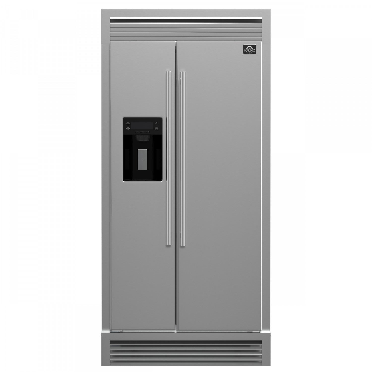 Forno Salerno 40" 20 Cu.Ft. Stainless Steel Built-in Side-by-Side Refrigerator with Ice & Water Dispenser - FFRBI1844-40SG