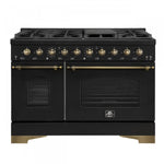 Forno Antico 48" Black Freestanding Dual Fuel Double Oven Range (5.5 Cu. Ft.) - FFSGS6113-48BLK