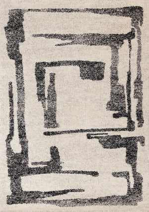 Marquee Modern Abstract Area Rug - 8' X 11' - Cream/Black