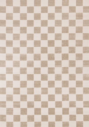Logan Modern Checkered Area Rug - 5' X 8' - Beige/Cream