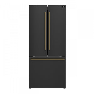 Forno Gallipoli 31" 17.5 Cu.Ft. Black French Door Refrigerator with Ice Maker - FFFFD1974-31BLK