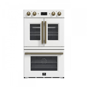 Forno Asti White 30" French Door Double Wall Oven with Dual True Convection and Air Fry (7.36 Cu. Ft.) - FBOEL1340-30WHT