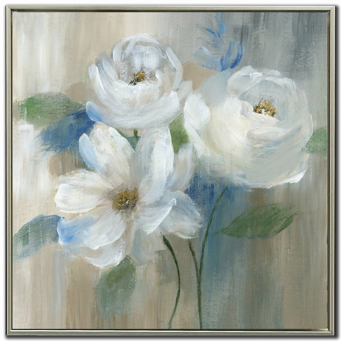 Calm Bloom II Wall Art - White/Green - 24 X 24