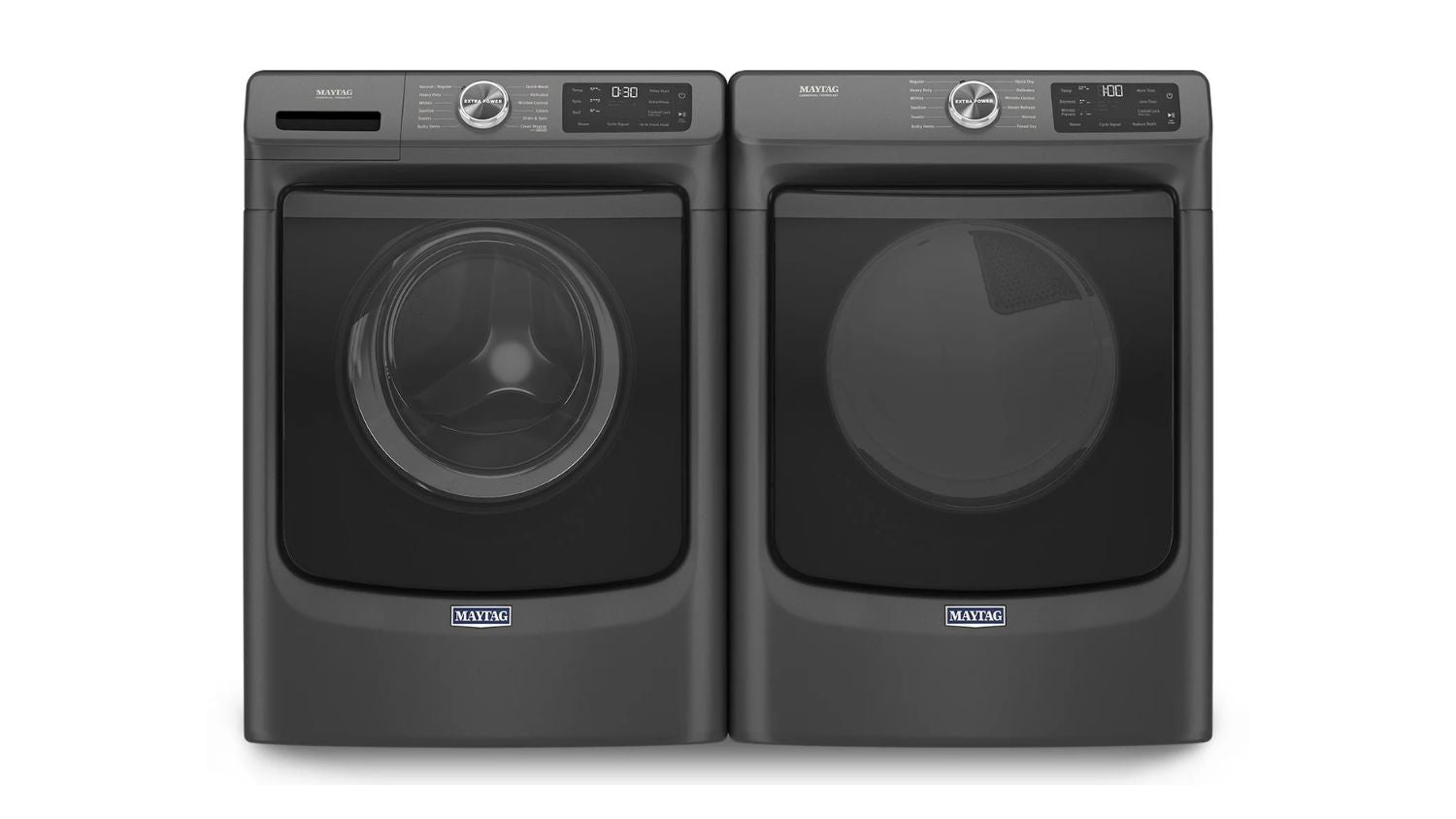 Maytag Volcano Black Front-Load Washer (5.5 cu.ft.) & Electric Dryer (7.3 cu. ft.) - MHW6630MBK/YMED6630MBK