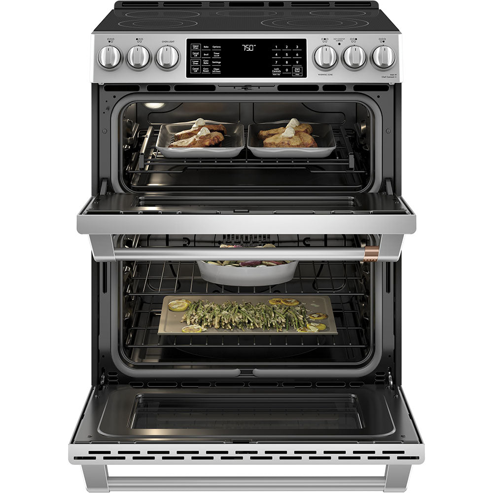 Café Stainless Steel 30" Electric Double Oven Range with Built-in Wifi and No-Preheat Air Fry (6.7 Cu. Ft) - CCES750P2MS1