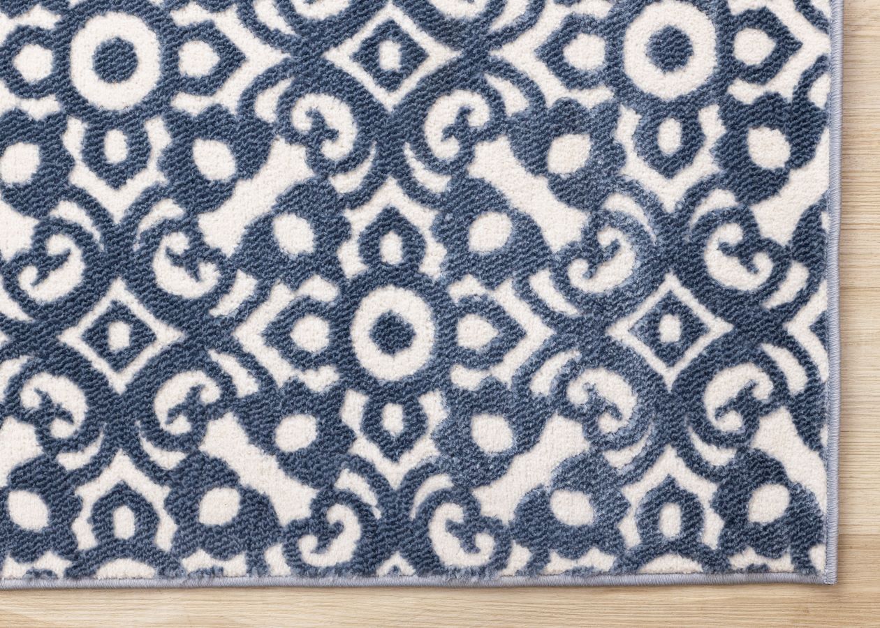 Feeling Connected 5'3" x 7'7" Damask Design Area Rug - Blue